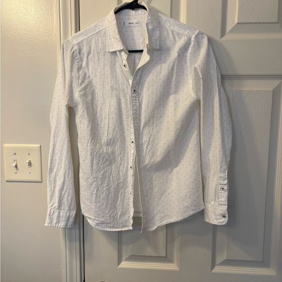 Mango White boy’s Shirt with Subtle Dots - Picture 2 of 3